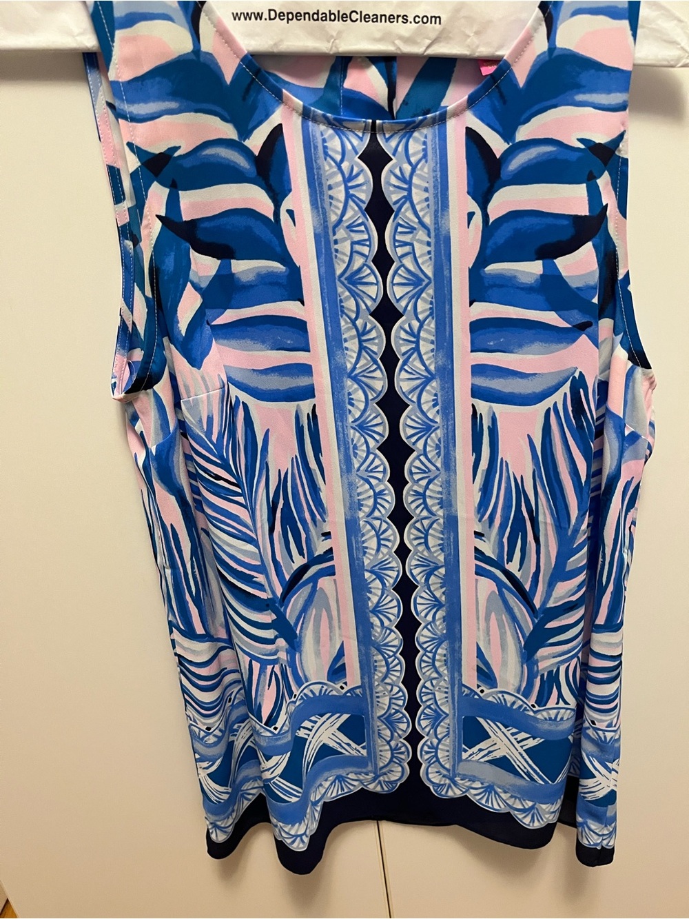 Lilly Pulitzer Blue and Pink Tropical-Print tank blouse